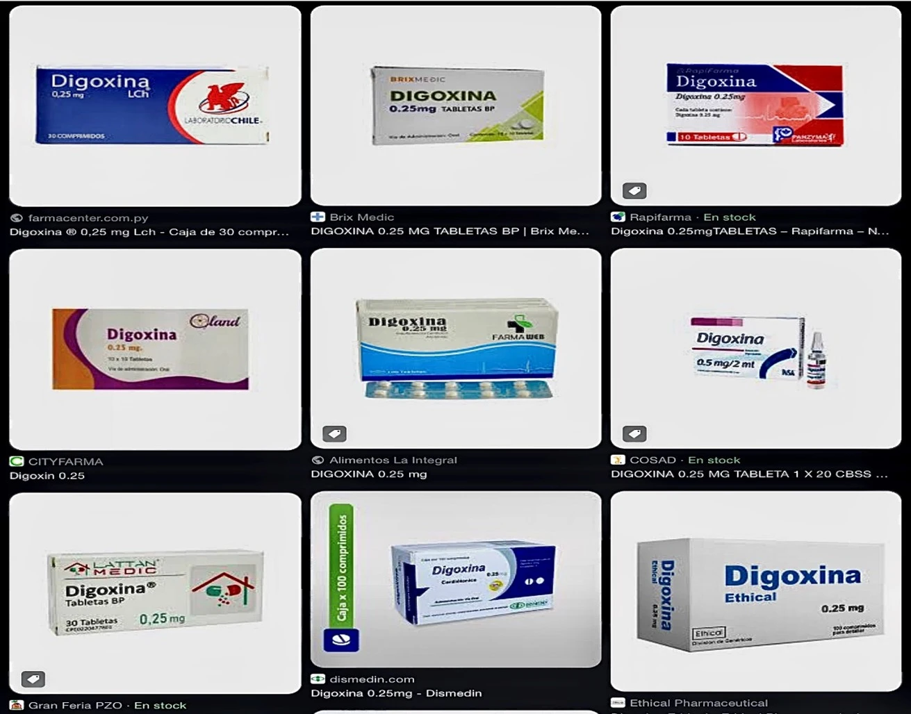 Preparados de digoxina que se sigue utilizándose en la actualidad.